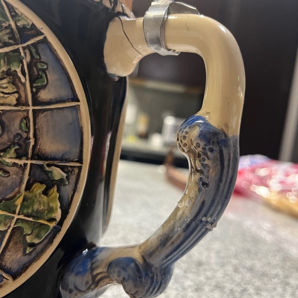 World map globe German stein tankard - Picture 5 of 7